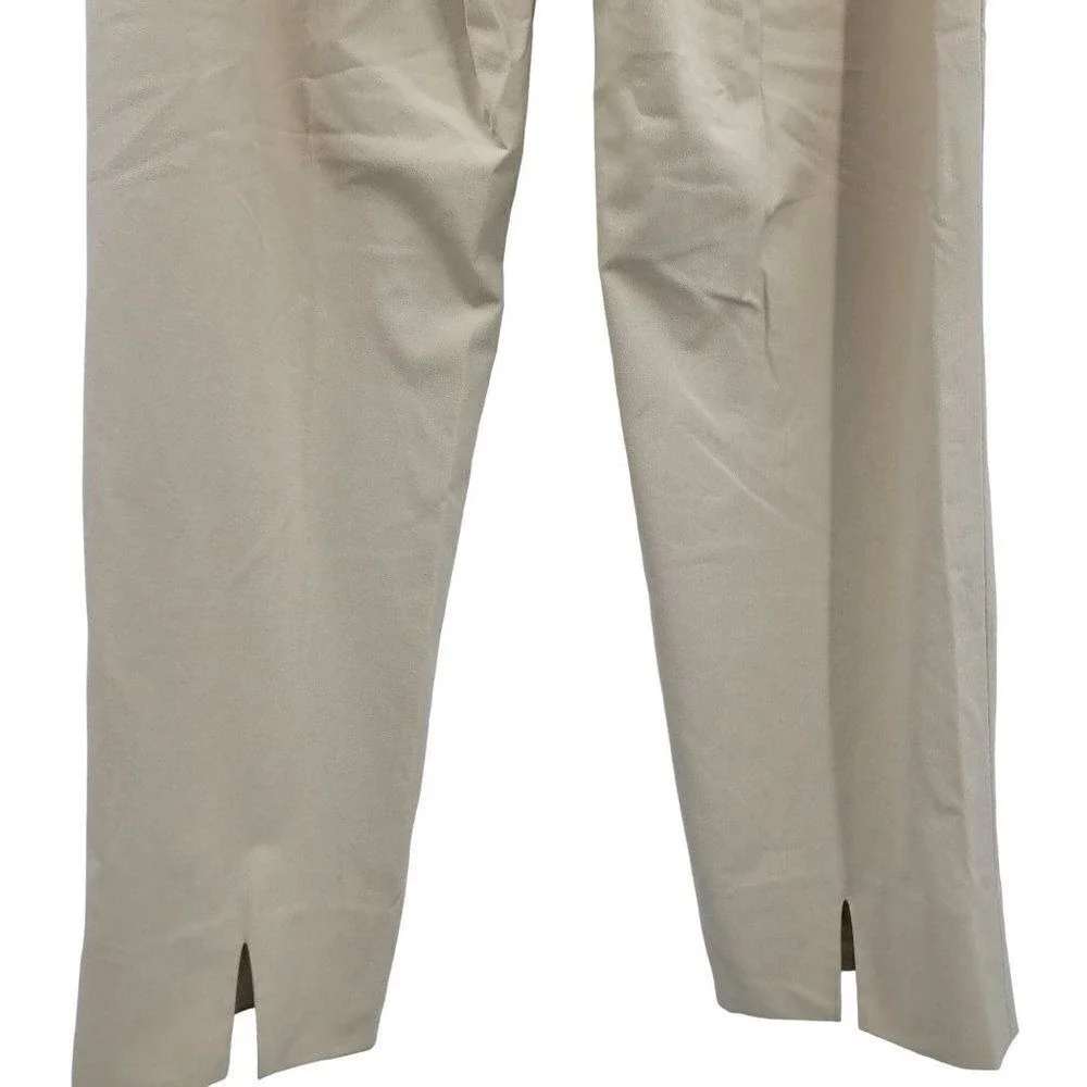 Vtg 90s Talbots High-Rise Flat Front Dress Pants Sz 8 Beige‎ Tapered Split Hem